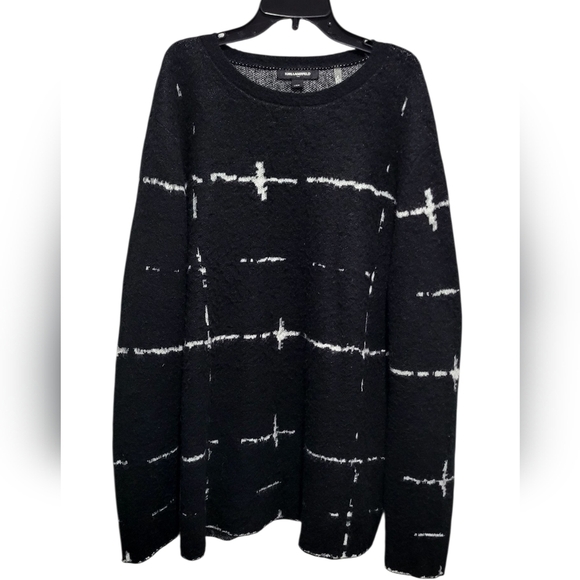 Karl Lagerfeld Paris Printed Crew Neck Men's Pullover - Picture 1 of 5